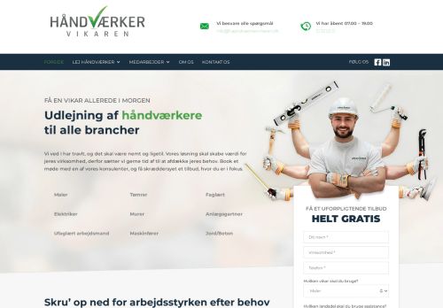 Screenshot af Håndværkervikaren Aps