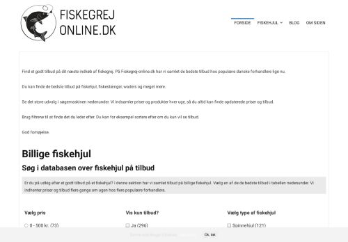 Forsiden af bredt udvalg af fiskegrej