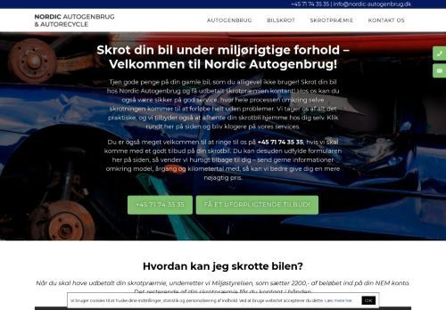 Forsiden af Skrot din bil hos Nordic Autogenbrug