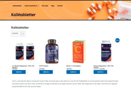 Screenshot af kalktabletter.dk
