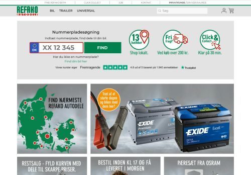 Forsiden af Refako Autodele