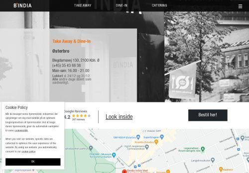 Forsiden af Bindia Indisk Mad Take Away Restaurant Østerbro