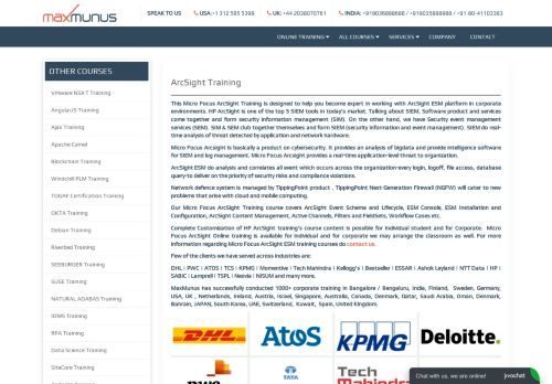 Screenshot af Arcsight Training
