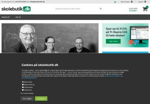 Screenshot af Skolebutik.dk