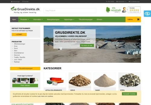 Forsiden af Grus Direkte - grus, sten, jord & granitskærver