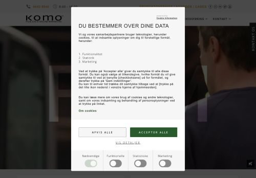 Screenshot af KOMO A/S - Film, Lyd & Online Marketing