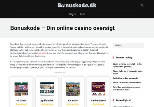 Forsiden af Bonuskode.dk