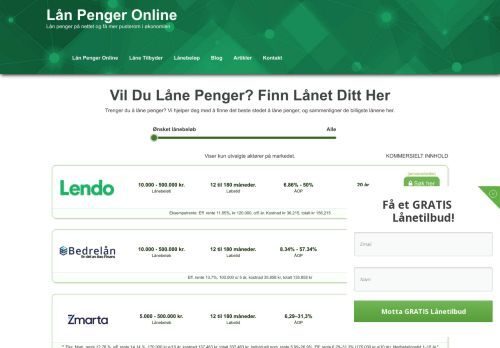 Screenshot af laane-penger.com