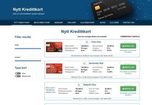 Screenshot af nytt-kredittkort.com