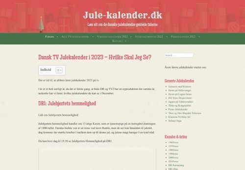 Screenshot af jule-kalender.dk