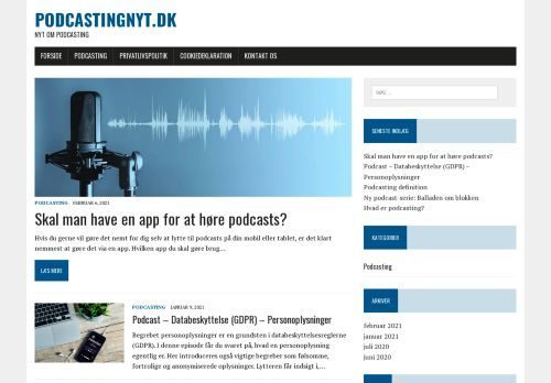 Screenshot af Podcastingnyt.dk
