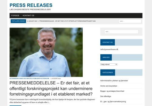 Screenshot af Pressreleases.dk
