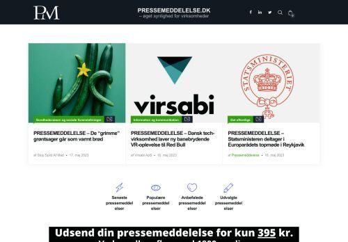 Screenshot af Pressemeddelelse.dk