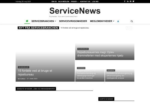 Screenshot af ServiceNews - Dit nyhedsmedie til servicebranchen