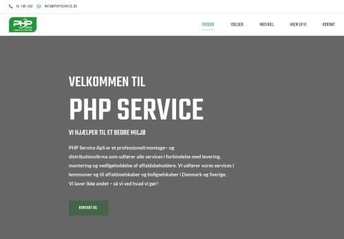 Forsiden af PHP Service