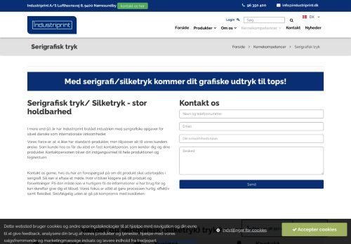 Forsiden af Industriprint - serigrafisk tryk til perfektion