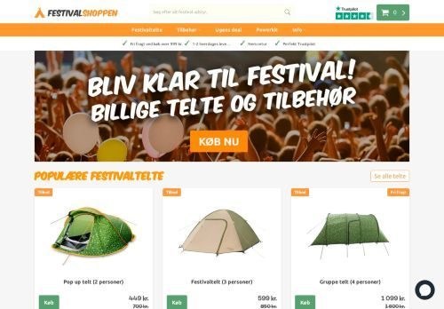 Screenshot af Pop up telt til festival
