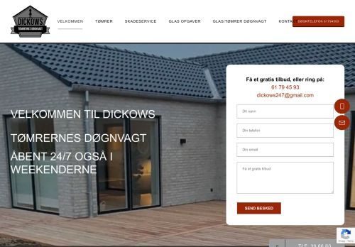 Forsiden af Dickow's Tømrer og Have service