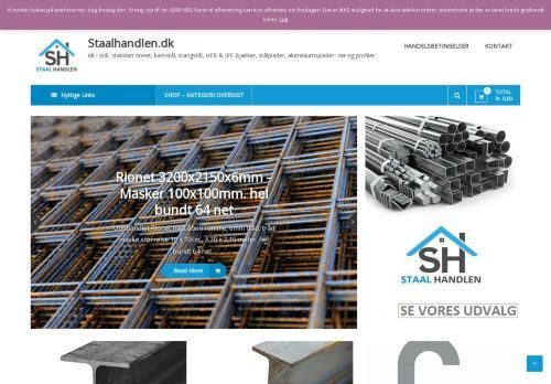 Screenshot af Staalhandlen.dk