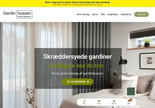 Forsiden af Gardinbussen – Den rette leverandør til nye Gardiner i Danmark!