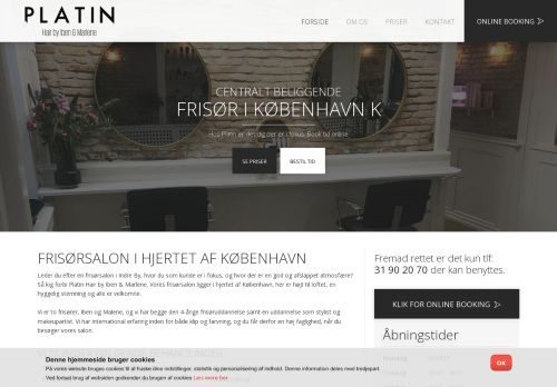 Forsiden af Salon Platin - Din lokale frisør i København K