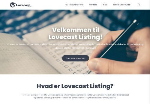 Forsiden af Lovecastlisting - din mulighed for at støtte et velgørende formål
