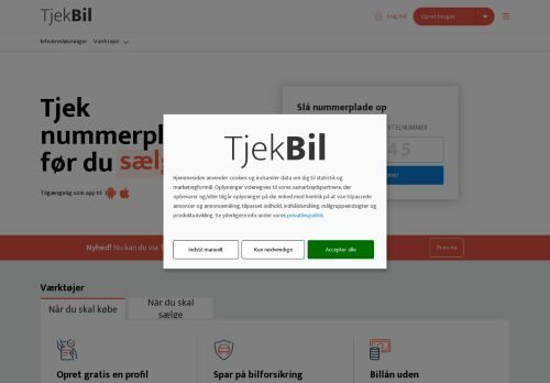 Screenshot af Tjek nummerplade