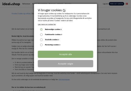 Forsiden af Iværksættere vil gøre det lettere at lave sin egen webshop