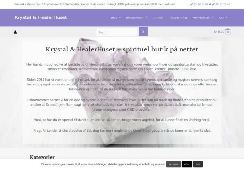 Screenshot af Krystal & HealeHuset healing og clairvoyance samt sten og krystaller