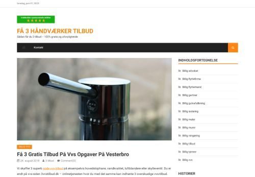 Screenshot af Få 3 gratis VVS tilbud