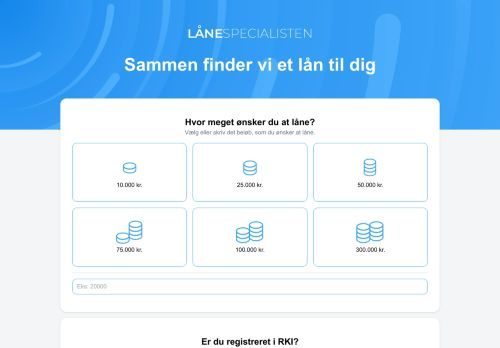 Forsiden af Lånespecialisten