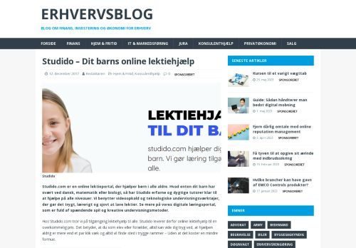 Forsiden af Studido - online læringsportal