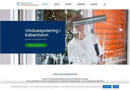 Forsiden af Københavns-vinduespolering.dk erhvervs vindues polering