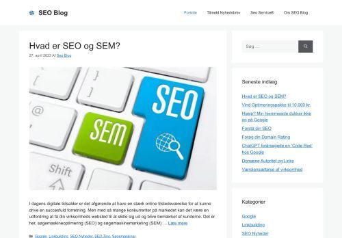 Forsiden af SEO Blog