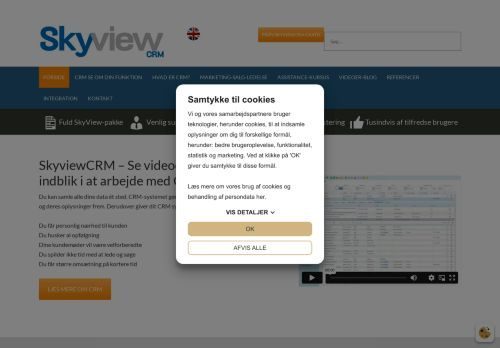 Forsiden af SkyView CRM