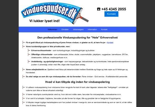 Forsiden af vinduespudser.dk