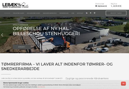 Screenshot af Lebæk tømrer og snedkerfirma