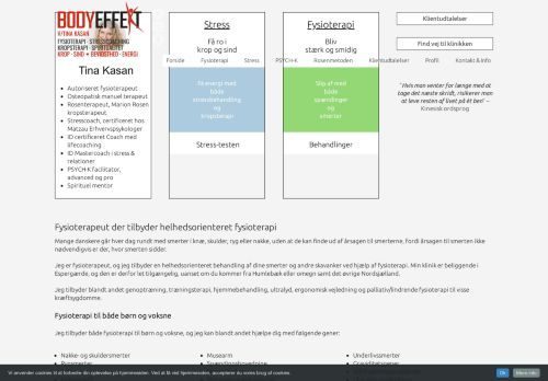 Screenshot af Bodyeffekt - fysioterapi og stressklinik i Humlebæk