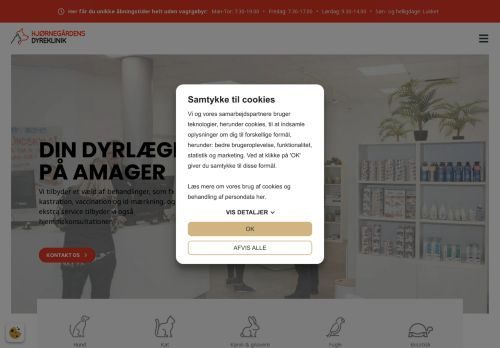 Screenshot af Hjørnegårdens Dyreklinik Aps
