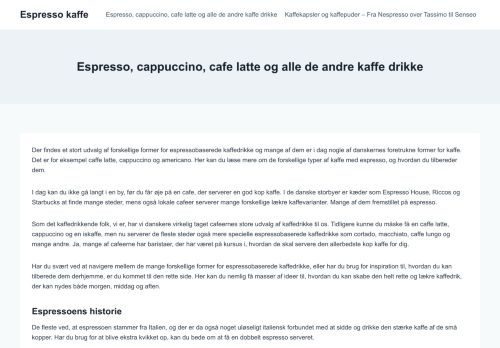 Forsiden af Espresso kaffe