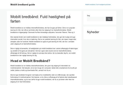Screenshot af Mobilt bredbånd