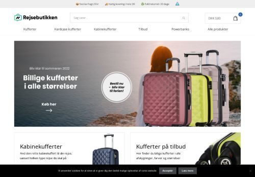 Forsiden af Rejsebutikken