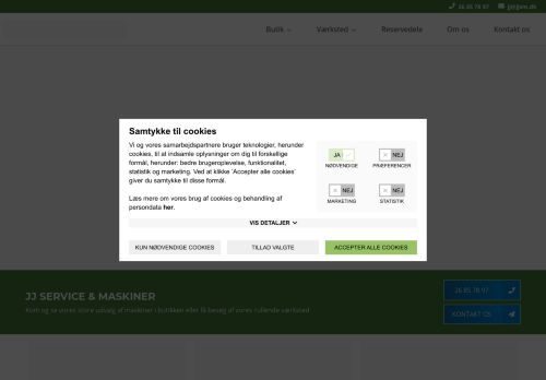 Forsiden af JJ Service &amp; Maskiner